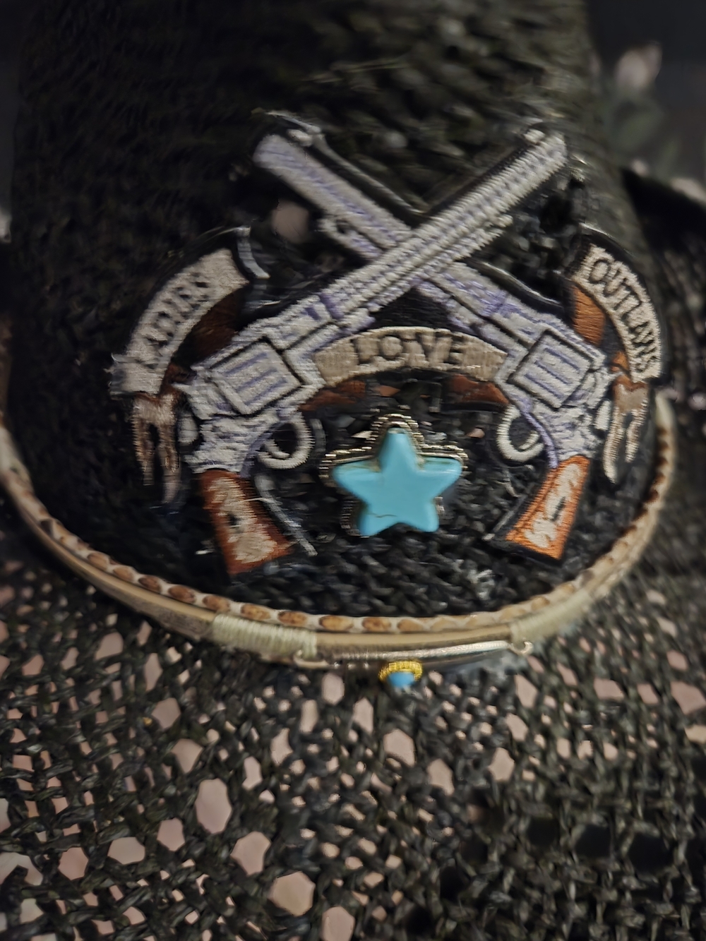 Outlaw Love Turquoise Star Black Straw Western Hat
